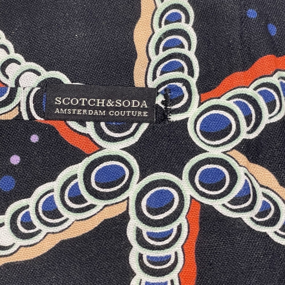 Scotch & Soda Mens 32 Black Blue Starfish AOP Linen Blend Chino Shorts Loose NEW - Picture 7 of 14